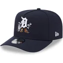 9fifty-a-frame-snapback-kappe-in-marineblau-mit-gebogenem-schirm-cartoon-design-der-detroit-tigers-mlb-von-new-era