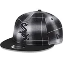 schwarze-flache-snapback-kappe-9fifty-retro-crown-plaid-der-chicago-white-sox-mlb-von-new-era