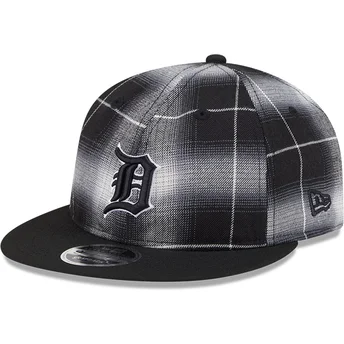 Gorra plana negra snapback 9FIFTY Retro Crown Plaid de Detroit Tigers MLB de New Era
