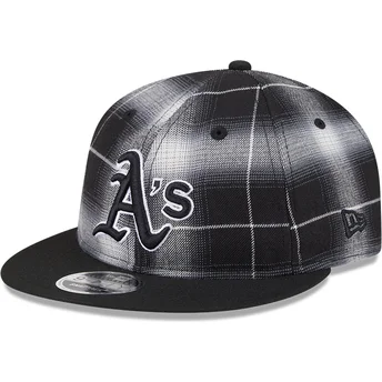 Gorra plana negra snapback 9FIFTY Retro Crown Plaid de Oakland Athletics MLB de New Era