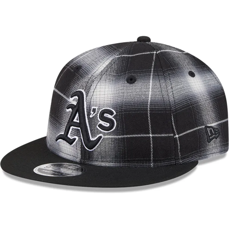 schwarze-flache-snapback-kappe-9fifty-retro-crown-plaid-der-oakland-athletics-mlb-von-new-era