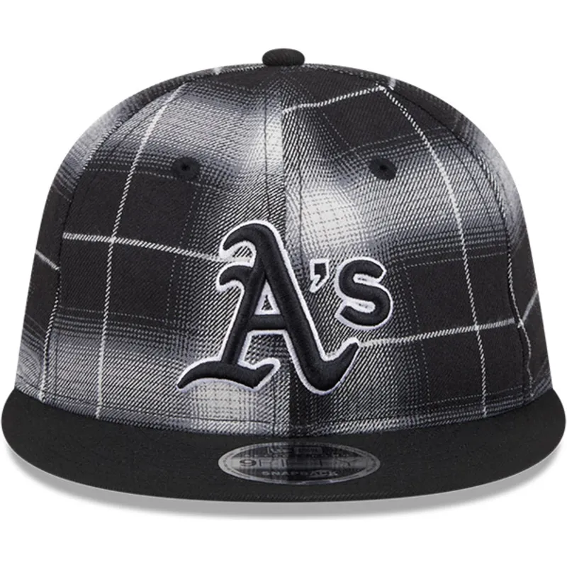 schwarze-flache-snapback-kappe-9fifty-retro-crown-plaid-der-oakland-athletics-mlb-von-new-era