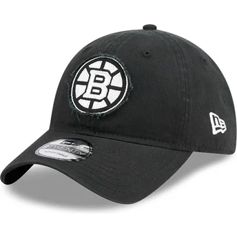Schwarze verstellbare 9TWENTY Kappe mit gebogenem Schirm Boston Bruins NHL von New Era