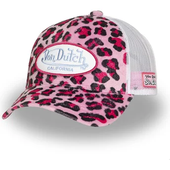 Šiltovky zaoblená kamionista leopardí snapback rosa PSA P Von Dutch