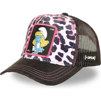 Šiltovky zaoblená kamionista leopardí snapback rosa Pitufina SMU LEOP Los Pitufos Šmolinka Šmolkovia Capslab