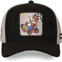 capslab-super-mario-bros-smk3-che-mario-kart-schwarze-und-graue-trucker-kappe