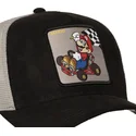 capslab-super-mario-bros-smk3-che-mario-kart-schwarze-und-graue-trucker-kappe