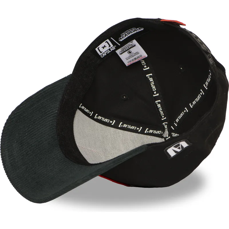 schwarze-und-grune-gebogene-snapback-kappe-katsuki-bakugo-mha2-bak-my-hero-academia-von-capslab