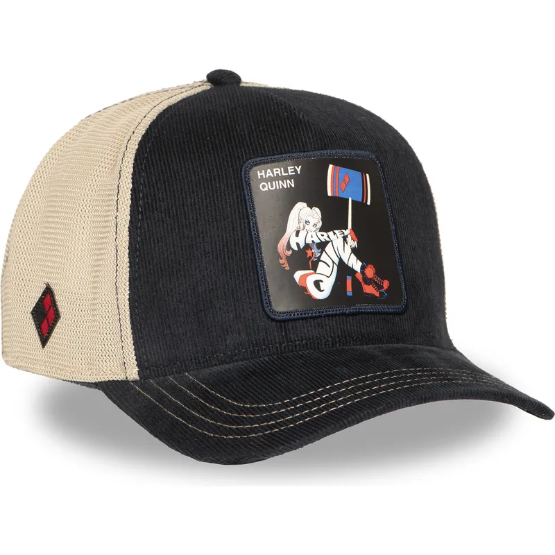 trucker-cap-schwarz-und-beige-harley-quinn-dc10-har-dc-comics-von-capslab