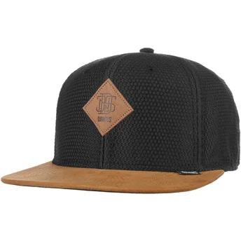Gorra plana negra y marrón snapback Honey Knit de Djinns