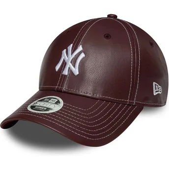 Gorra curva granate ajustable 9FORTY Topstitch PU de New York Yankees MLB de New Era