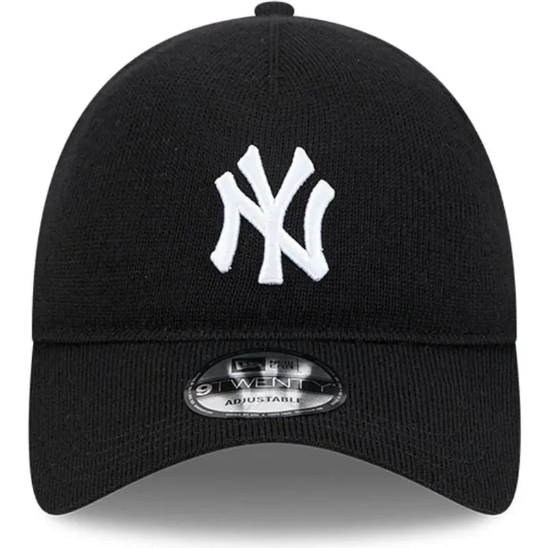 schwarze-verstellbare-curved-cap-9twenty-merino-wool-yarn-der-new-york-yankees-mlb-von-new-era