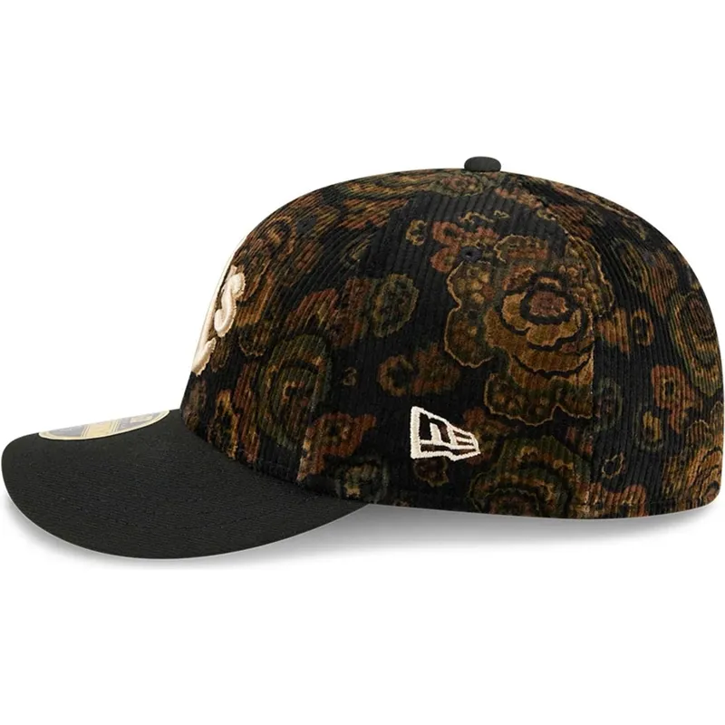 siltovky-zaoblena-cierna-upraveny-59fifty-low-profile-floral-cord-three-looms-printed-corduroy-oakland-athletics-mlb-new-era