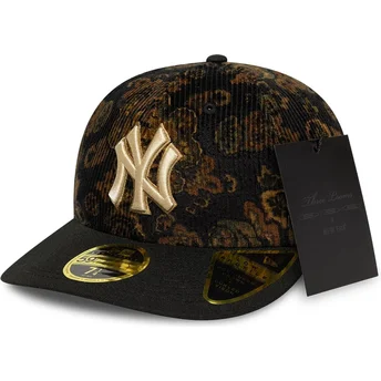 Μαύρο καμπυλωτό καπέλο 59FIFTY Low Profile Floral Cord Three Looms Printed Corduroy των New York Yankees MLB από τη New Era