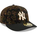 schwarze-gebogene-kappe-59fifty-low-profile-floral-cord-three-looms-bedruckter-cord-der-new-york-yankees-mlb-von-new-era