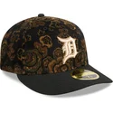 schwarze-gebogene-kappe-59fifty-low-profile-floral-cord-three-looms-bedruckter-kord-detroit-tigers-mlb-von-new-era