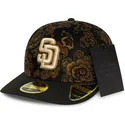 san-diego-padres-mlb-new-era-59fifty-low-profile-floral-cord-three-looms-bedruckte-kord-kappe-in-schwarz-mit-gebogenem-schirm