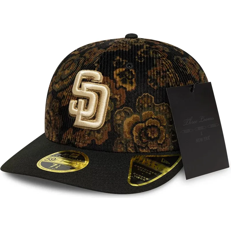 siltovky-zaoblena-cierna-upraveny-59fifty-low-profile-floral-cord-three-looms-printed-corduroy-san-diego-padres-mlb-new-era
