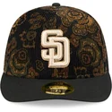 san-diego-padres-mlb-new-era-59fifty-low-profile-floral-cord-three-looms-bedruckte-kord-kappe-in-schwarz-mit-gebogenem-schirm