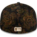 san-diego-padres-mlb-new-era-59fifty-low-profile-floral-cord-three-looms-bedruckte-kord-kappe-in-schwarz-mit-gebogenem-schirm