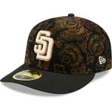 san-diego-padres-mlb-new-era-59fifty-low-profile-floral-cord-three-looms-bedruckte-kord-kappe-in-schwarz-mit-gebogenem-schirm
