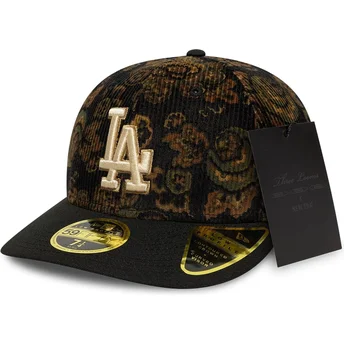 Šiltovky zaoblená čierna upravený 59FIFTY Low Profile Floral Cord Three Looms Printed Corduroy Los Angeles Dodgers MLB New Era