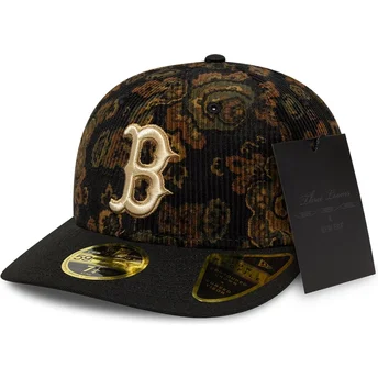Cap zaoblená black ajustada 59FIFTY Low Profile Floral Cord Three Looms Printed Corduroy Boston Red Sox MLB New Era
