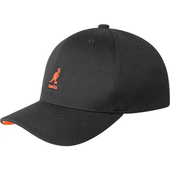 Gorra curva negra ajustada Wool Flexfit Baseball Beluga Black de Kangol