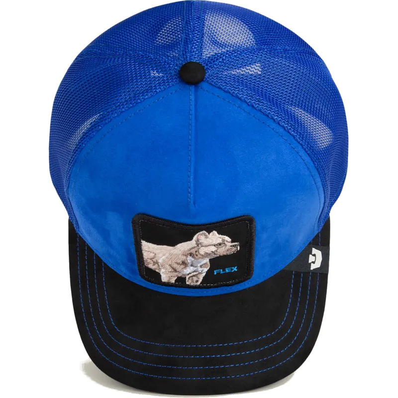 trucker-cap-blau-und-schwarz-hund-pitbull-flex-pitbull-suede-the-farm-von-goorin-bros