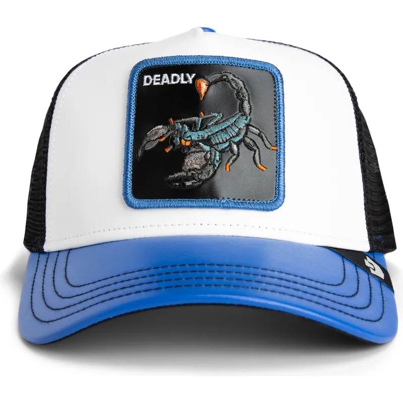 gorra-trucker-blanca-y-azul-escorpion-deadly-courtside-the-farm-de-goorin-bros