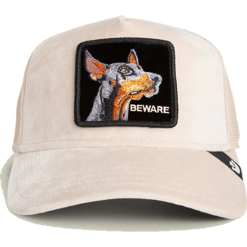 siltovky-zaoblena-kamionista-bezova-snapback-perro-doberman-beware-doberman-velour-the-farm-the-farm-de-goorin-bros