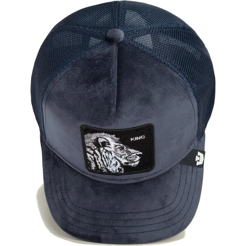 siltovka-zaoblena-tmavomodra-snapback-king-lion-velour-the-farm-goorin-bros