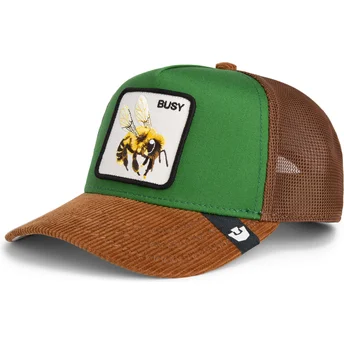 Gorra trucker verde y marrón abeja Busy Remix The Farm de Goorin Bros.
