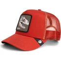 gorra-trucker-roja-dinosaurio-t-rex-the-extinct-skull-grit-the-farm-de-goorin-bros