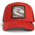 gorra-trucker-roja-dinosaurio-t-rex-the-extinct-skull-grit-the-farm-de-goorin-bros