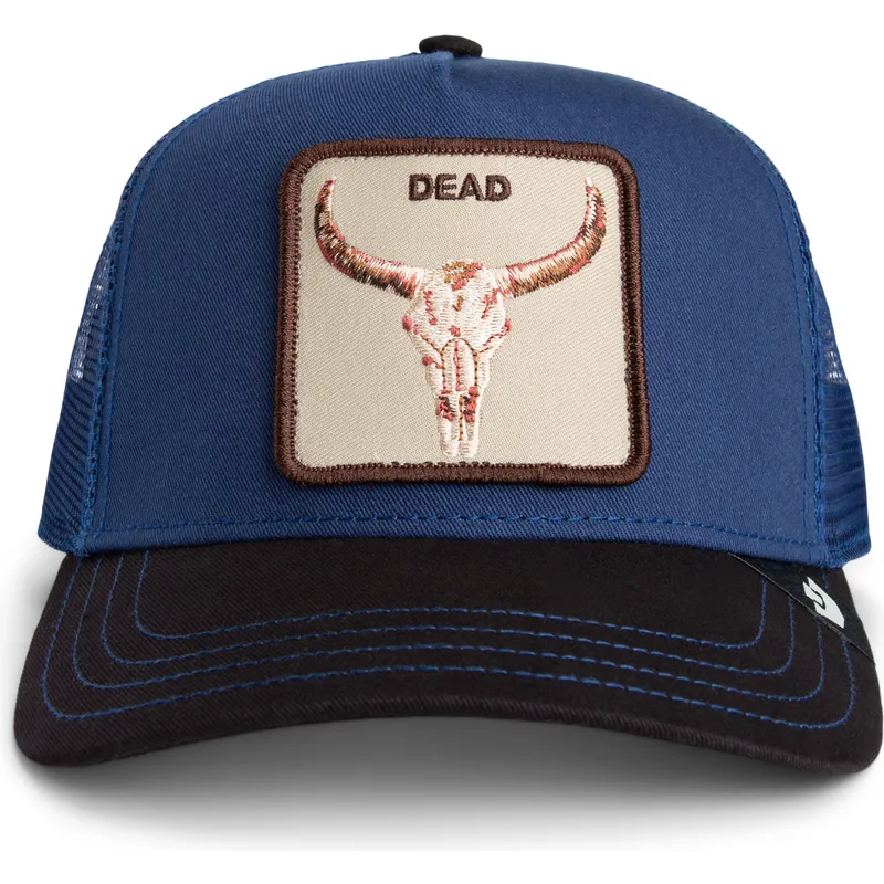 gorra-trucker-azul-y-negra-buey-two-tone-skull-grit-the-farm-de-goorin-bros