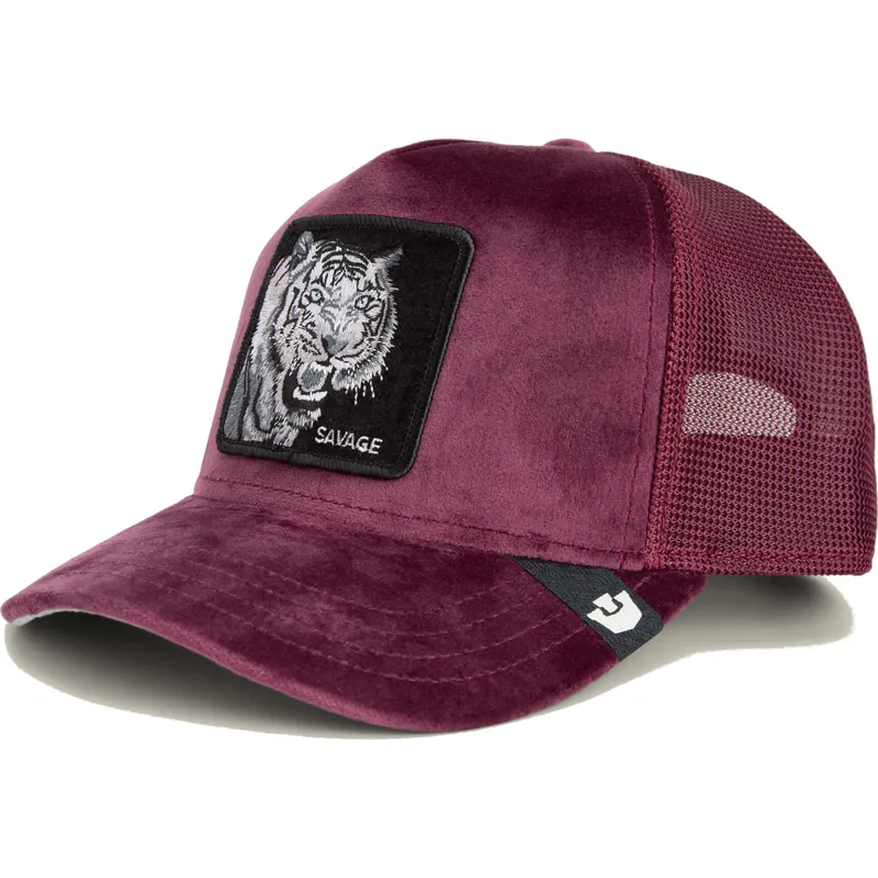 siltovka-zaoblena-cervena-snapback-savage-tiger-velour-the-farm-goorin-bros