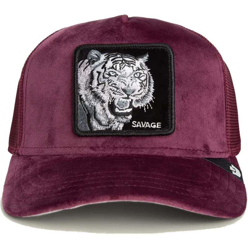 siltovka-zaoblena-cervena-snapback-savage-tiger-velour-the-farm-goorin-bros
