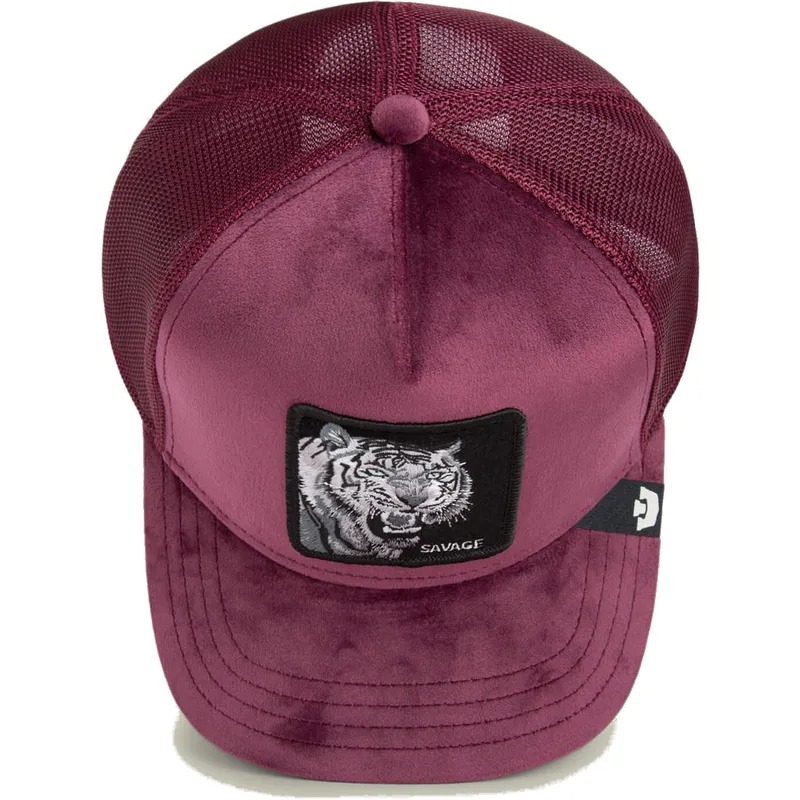 siltovka-zaoblena-cervena-snapback-savage-tiger-velour-the-farm-goorin-bros