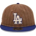 gorra-plana-marron-y-azul-ajustable-9fifty-retro-crown-wool-pinstripe-de-los-angeles-dodgers-mlb-de-new-era