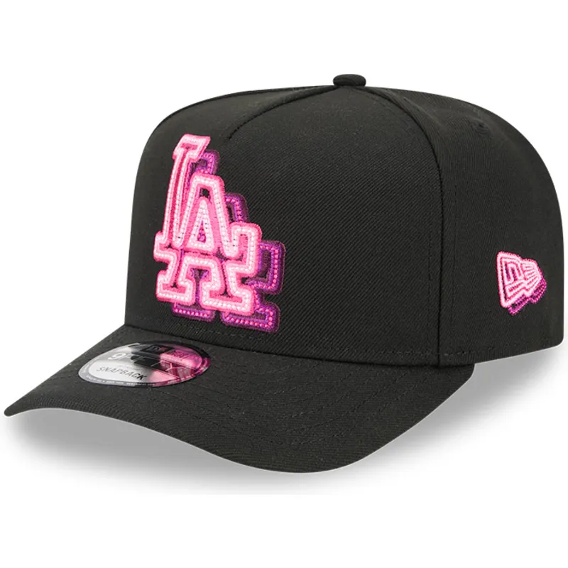 schwarze-gebogene-snapback-kappe-9fifty-a-frame-neon-der-los-angeles-dodgers-mlb-von-new-era