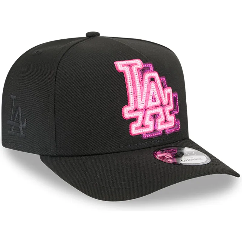 schwarze-gebogene-snapback-kappe-9fifty-a-frame-neon-der-los-angeles-dodgers-mlb-von-new-era