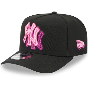 New Era New York Yankees MLB 9FIFTY A Frame Neon Snapback Kappe in Schwarz