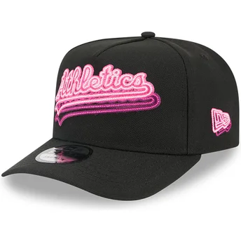 Schwarze Snapback-Kappe mit gebogenem Schirm 9FIFTY A Frame Neon von Oakland Athletics MLB von New Era