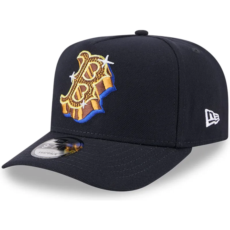 marineblaue-gebogene-snapback-kappe-9fifty-a-frame-emblem-der-boston-red-sox-mlb-von-new-era