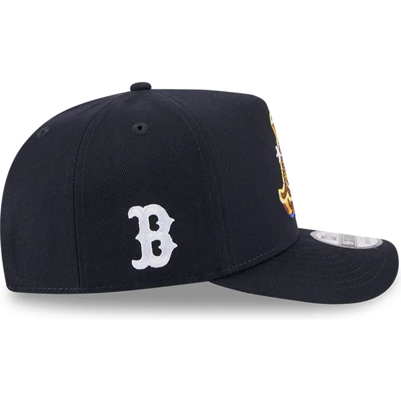 marineblaue-gebogene-snapback-kappe-9fifty-a-frame-emblem-der-boston-red-sox-mlb-von-new-era