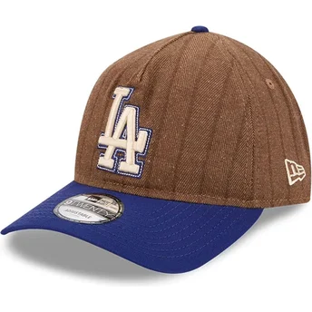 Gorra curva marrón y azul ajustable 9TWENTY A Frame Wool Pinstripe de Los Angeles Dodgers MLB de New Era