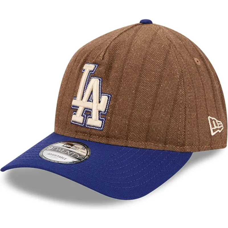 cap-zaoblena-brown-adjustable-strap-9twenty-a-frame-wool-pinstripe-los-angeles-dodgers-mlb-new-era