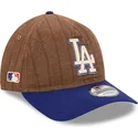 gorra-curva-marron-y-azul-ajustable-9twenty-a-frame-wool-pinstripe-de-los-angeles-dodgers-mlb-de-new-era