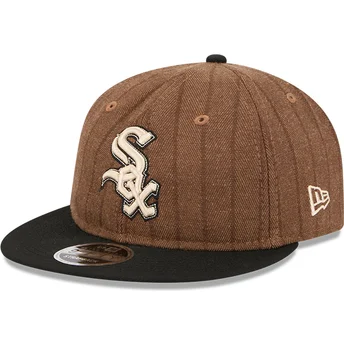 Verstellbare braun-schwarze 9FIFTY Retro Crown Wool Pinstripe Kappe der Chicago White Sox MLB von New Era